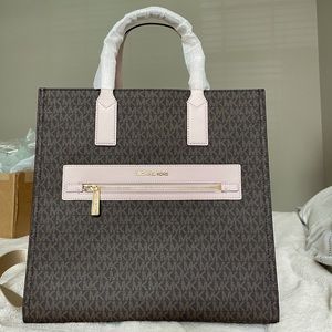 Michael Kors Kenly Large Tote Brown Blush Pink